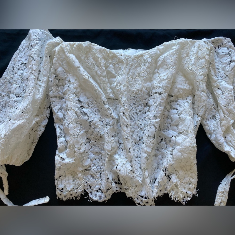 Medium White Lace Off Shoulder Blouse